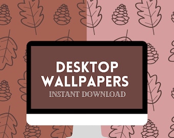 Desktop Wallpaper | Set of 2 | Leaves & Acorns | Fall Background