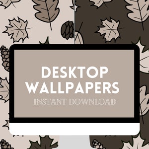 Desktop Wallpaper | Set of 2 | Neutral Leaves | Fall Background