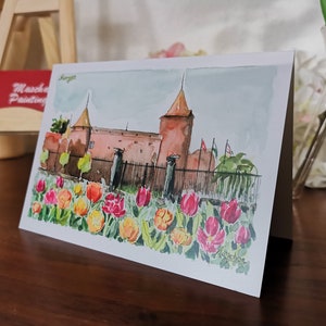 Grusskarte von Schloss Morges, Schweiz anlässlich des Tulip Festval