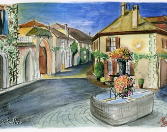 Saint-Prex, Switzerland. (Original watercolor painting)