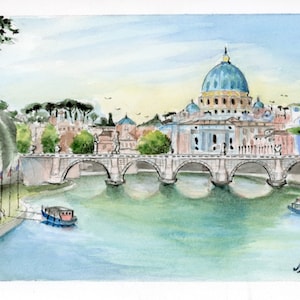 Original watercolor painting of Rome,Italy (during the day)