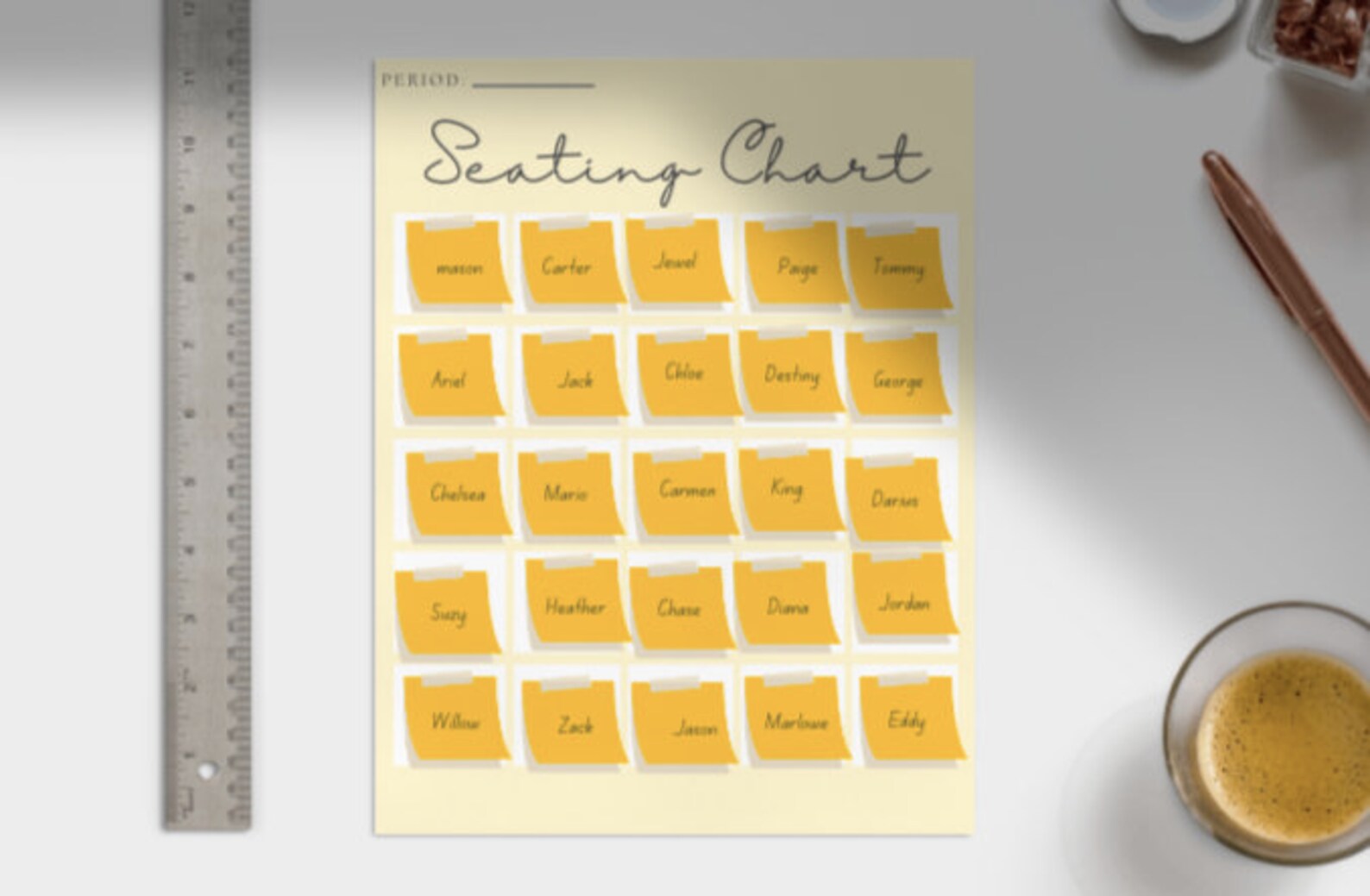 Printable Seating Chart Instant Download Classroom Chart Printable