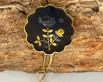 Amita Rose Damascene Brass Lariat Bolo