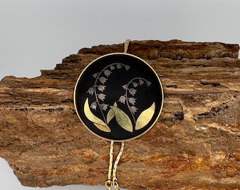 Anita Floral Damascene Brass Lariat Bolo