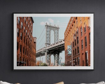 Impresión de Brooklyn, cartel de Brooklyn, arte de la pared del puente de Brooklyn, fotografía de Brooklyn, impresión del paisaje del puente de Brooklyn, paisaje urbano de Nueva York, Nueva York