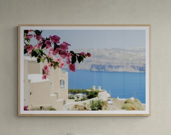 Santorini Wall Art, Architecture Landscape, Santorini Printable Poster, Wall Art Digital Download, Santorini Home Decor Greece Travel Poster