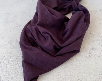 100% organic cotton bandana- natural dye hand dyed large 24x24" neckerchief headscarf headband hair tie purple eco friendly for her for him