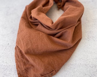 100% organic cotton bandana- natural dye hand dyed large 24x24" neckerchief headscarf headband hair tie eco friendly for her for him brown