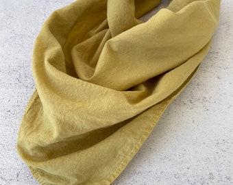 100% organic cotton bandana- natural dye hand dyed large 24x24" neckerchief headscarf headband hair tie eco friendly for her for him yellow