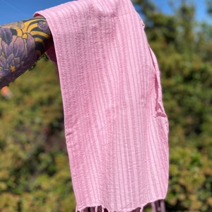 Organic Cotton Scarf natural dye hand dyed cochineal pink shawl neck scarf hair wrap summer fall eco friendly sustainable clothing image 4