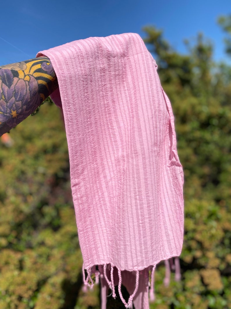 Organic Cotton Scarf natural dye hand dyed cochineal pink shawl neck scarf hair wrap summer fall eco friendly sustainable clothing image 4