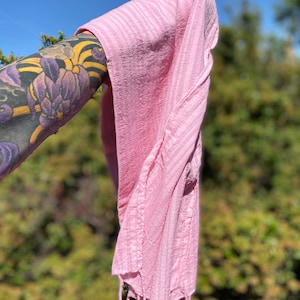 Organic Cotton Scarf natural dye hand dyed cochineal pink shawl neck scarf hair wrap summer fall eco friendly sustainable clothing image 5