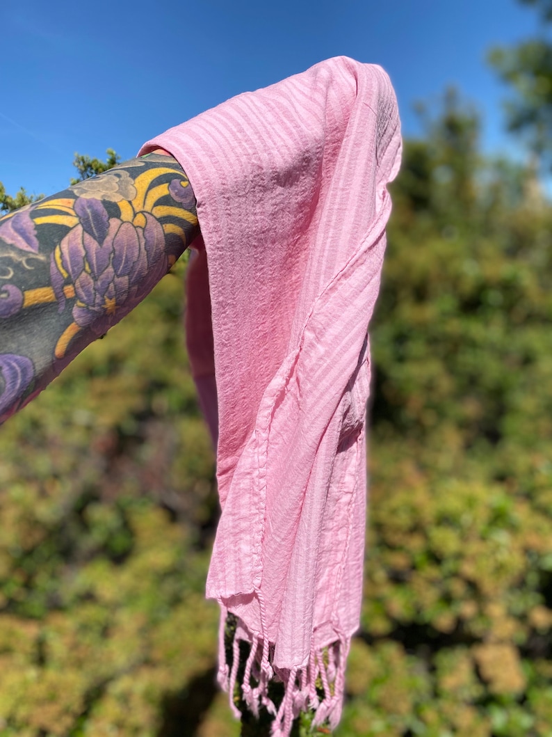 Organic Cotton Scarf natural dye hand dyed cochineal pink shawl neck scarf hair wrap summer fall eco friendly sustainable clothing image 5