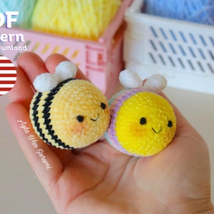 LOW SEW Bee Crochet Pattern, English PDF pattern, Bumblebee crochet pattern, Easy Crochet Pattern