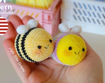 LOW SEW Bee Crochet Pattern, English PDF pattern, Bumblebee crochet pattern, Easy Crochet Pattern