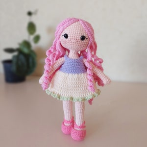 Pink Haired Violet Doll Crochet Pattern, English PDF Crochet Pattern, Amigurumi Doll Pattern, Easy Crochet Doll Pattern