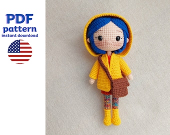 Crochet Pattern: Coraline Doll, Coraline Crochet PDF, Halloween Inspired Amigurumi Crochet Pattern, Crochet Doll Pattern for Halloween