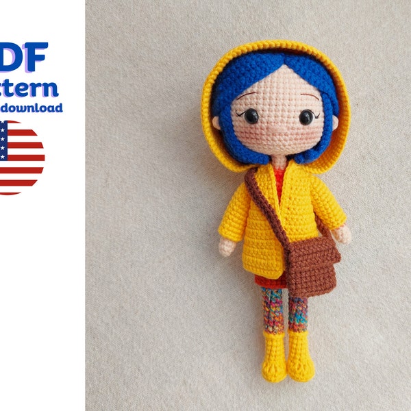 Crochet Pattern: Coraline Doll, Coraline Crochet PDF, Halloween Inspired Amigurumi Crochet Pattern, Crochet Doll Pattern for Halloween