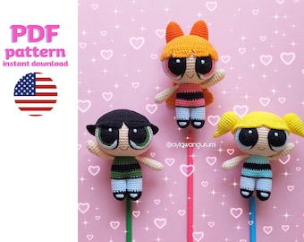 Crochet Pattern: Powerpuff Girls Dolls (3 in 1), Crochet Doll Pattern, 3 in 1 Crochet Pattern Bundle, Powerpuff Girls Doll Crochet