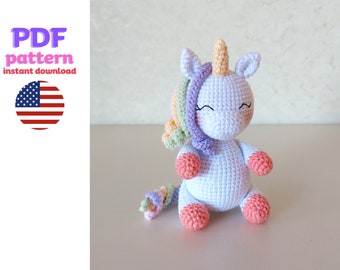 Crochet Pattern: Candy the Unicorn, Pony Crochet Pattern, Unicorn Crochet Pattern, Crochet Amigurumi Unicorn, Unicorn Knitting Pattern