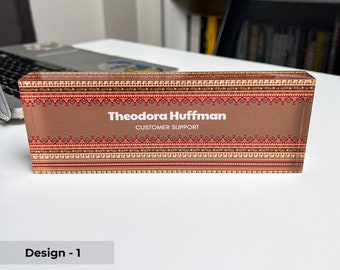 Ethnic Design Name Plate, Ottoman Desk Sign, Vintage Office Decor, Customizable Persian Printing, New Job Gift, 3D Acrylic Name Block