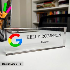CUSTOM Name Sign, Unique Office Decor Custom Logo, Office Nameplate, Gift for Boss, Boss Lady Gift, Desk Plaque, Personalized Company Logo