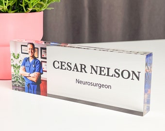 Chic and Customizable: Photo Desk Nameplates to Personalize Your Space, Custom Office Name Sign
