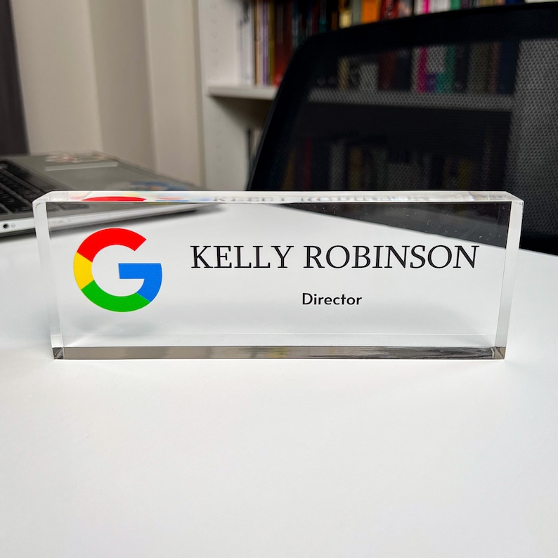 CUSTOM Name Sign, Unique Office Decor Custom Logo, Office Nameplate, Gift for Boss, Boss Lady Gift, Desk Plaque, Personalized Company Logo image 6