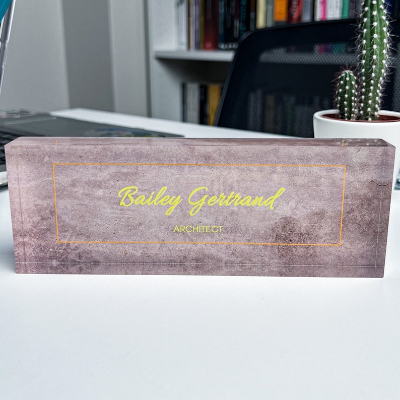 Concrete Name Plate for Desk Personalized Name Plaque Etsy