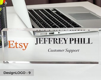 Custom Desk Name Sign, Personalized Office Decor, Executive Name Plate, Company Logo Nameplate, Acrylic Block for Title Display