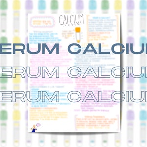 Valeur de laboratoire de calcium sérique Téléchargement instantané Infirmière imprimable Phlébotomie Panneau métabolique de base Chimie du sang Électrolyte Notes manuscrites