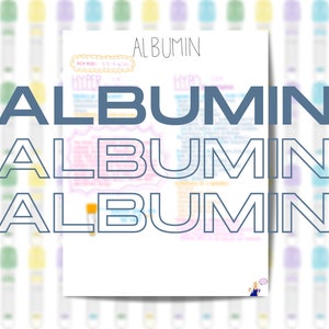 Albumine Blood Product Labs Téléchargement instantané Imprimable Nursing Phlebotomy Basic Metabolic Panel Blood Chemistry Electrolyte Handwritten Notes
