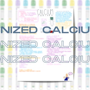 Valeur de laboratoire de calcium ionisé Téléchargement instantané Imprimable Soins infirmiers Phlébotomie Panneau métabolique de base Chimie du sang Électrolyte Notes manuscrites