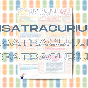 Cisatracurium Téléchargement instantané Imprimable Infirmière Pharmacologie Notes manuscrites Médicament paralytique pour l'intubation endotrachéale