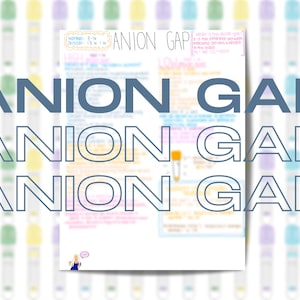 Anion Gap Lab Value Téléchargement instantané Imprimable Soins infirmiers Phlébotomie Panneau métabolique de base Chimie du sang Électrolyte Notes manuscrites