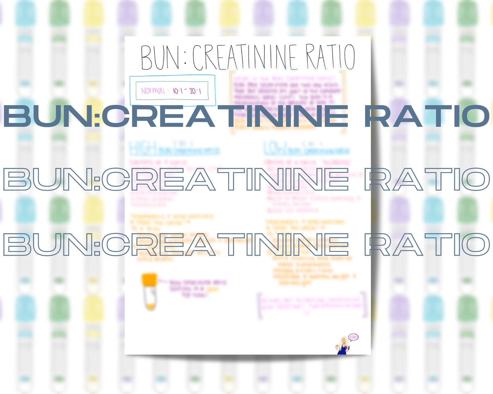BUN Creatinine Ratio Notes | Nursing School Reference (digital Download ...