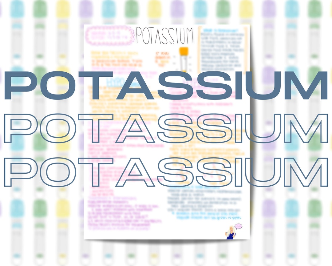 Potassium Lab Value Instant Download Printable Nursing Phlebotomy BMP Basic Metabolic Panel