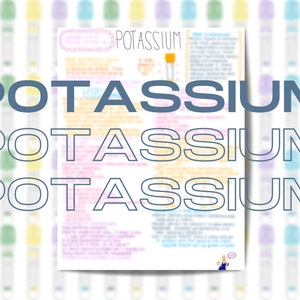 Valeur de laboratoire de potassium Téléchargement instantané Infirmière imprimable Phlébotomie BMP Panneau métabolique de base Chimie du sang Électrolyte Notes manuscrites