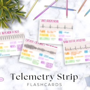 Téléchargement instantané Télémétrie Tele Cardiac Rhythm Strip Flashcards Pacemakers et Naming Rhythms Outil d'étude pour étudiants en soins infirmiers Notes manuscrites
