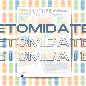 Etomidate Téléchargement instantané Imprimable Infirmière Pharmacologie Notes manuscrites Anesthésie générale pour anesthésie Médicament Intubation RSI