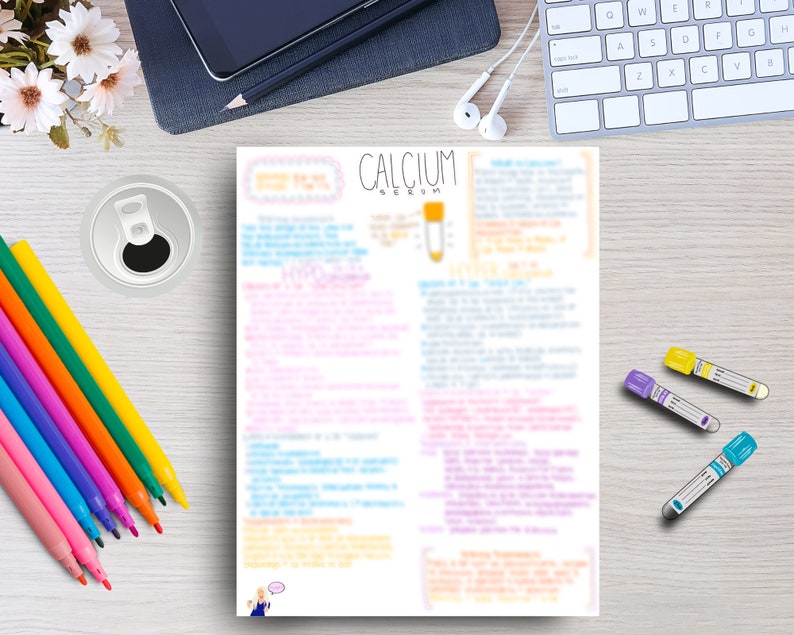 Serum Calcium Lab Value Instant Download Printable Nursing Phlebotomy