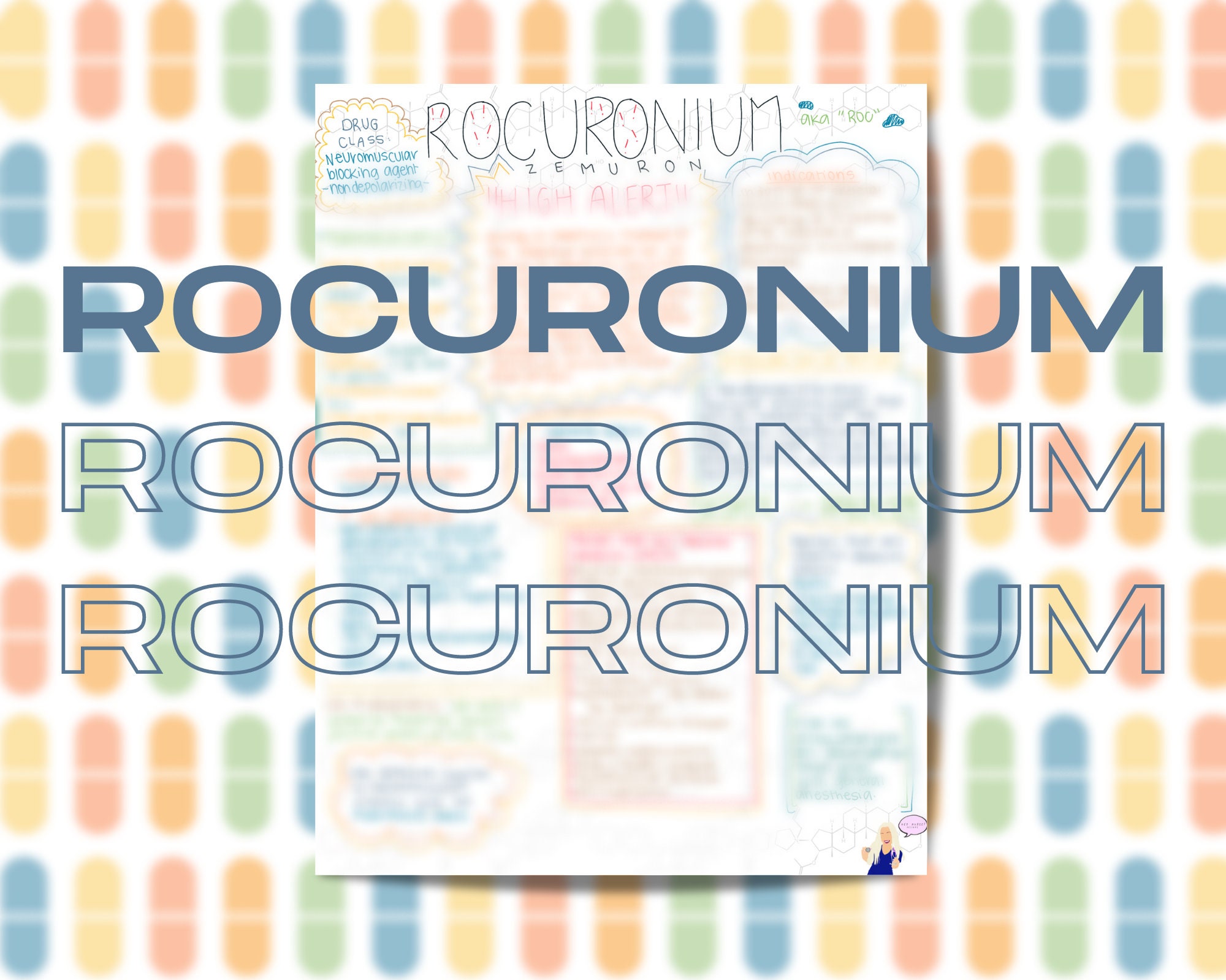 Rocuronium Nursing Notes | Pharmacology Handwritten Cheat Sheet ...