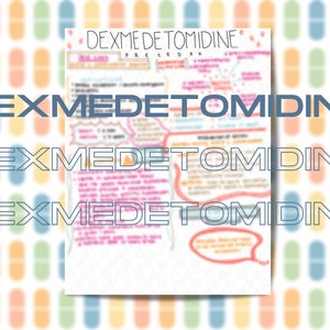 Dexmédétomidine Téléchargement instantané Pharmacologie infirmière imprimable Notes manuscrites Sédation Precedex pour Delirium Tremens Antipsychotique