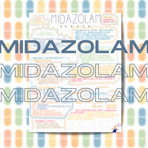 Midazolam Versed Téléchargement instantané Imprimable Infirmière Pharmacologie Notes manuscrites Sédation Médicament Benzodiazépine Benzo Statut Épilepsie