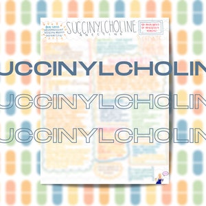 Succinylcholine Téléchargement instantané Imprimable Infirmière Pharmacologie Notes manuscrites Médicament paralytique Agent Ventilation mécanique