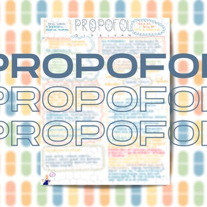 Propofol Prop Téléchargement instantané Imprimable Infirmière Pharmacologie Notes manuscrites Sédatif Infirmière Anesthésie CRNA École ICU Infirmière Étudiant