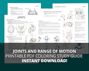 Joints and Range of Motion Study Guide (Printable PDF)