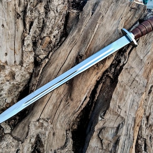 Custom Handmade D2 Steel Sword | 23" Leather Handle Sword, Steel Guard and Pommel | Forged D2 Blade Gift for Him & Collectors