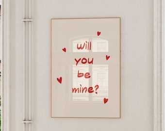 Minimalist Valentine's Day Print: Red Handwritten Quote (Digital Download)