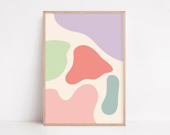 Pastel Abstract Color Block Print: Danish Modern Wall Art (Digital Download)